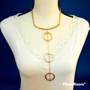 MIKA Warrior Castlecore Tube Bead Circle Drop Pendant Chain Necklace